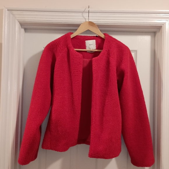 ALANIZ Brand Red Lined Teddy Bear Open Jacket Size Medium - Picture 1 of 8